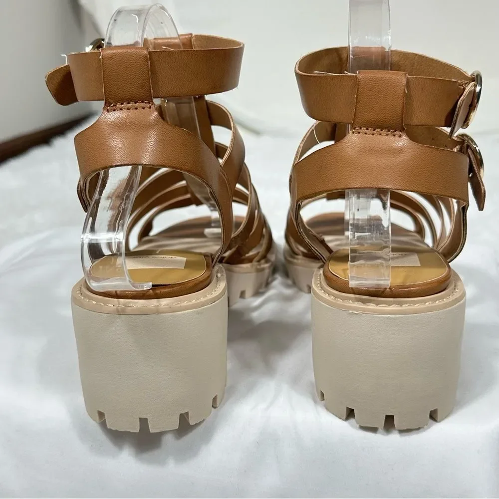 Dolce Vita Lillia Brown Block Heel Gladiator Sandals Chunky Lug Sole Platform 10
